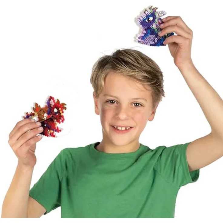 SES Bügelperlen SES Creative Bügelperlenset Glow in the Dark Drachen, 1800 bunte Bügelperlen, 3D-Drache – Bild 5