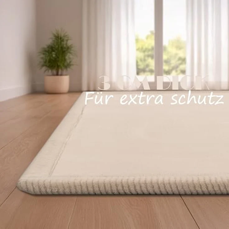 Paco Home Teppich Kinderzimmer, 160x220 cm, Creme, weich und rutschfest, geeignet für Fußbodenheizung – Bild 5