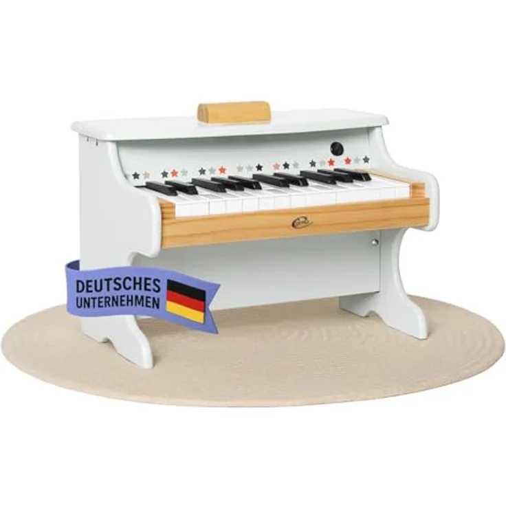 Coemo Kinder-Klavier, 25 Tasten Piano für Kinder, Klangqualität und Motorikspielzeug, Holzklavier für Kleinkinder, kompakte Variante 42x25x29 cm – Bild 1
