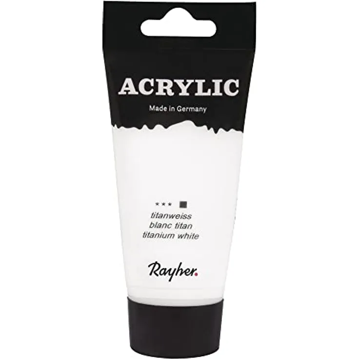 Rayher 38912101 Acrylic, Künstleracrylfarbe in Titanweiß, 75ml Tube mit hoher Qualität und gutem Design