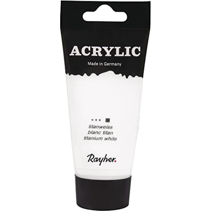 Rayher 38912101 Acrylic, Künstleracrylfarbe in Titanweiß, 75ml Tube mit hoher Qualität und gutem Design – Bild 1