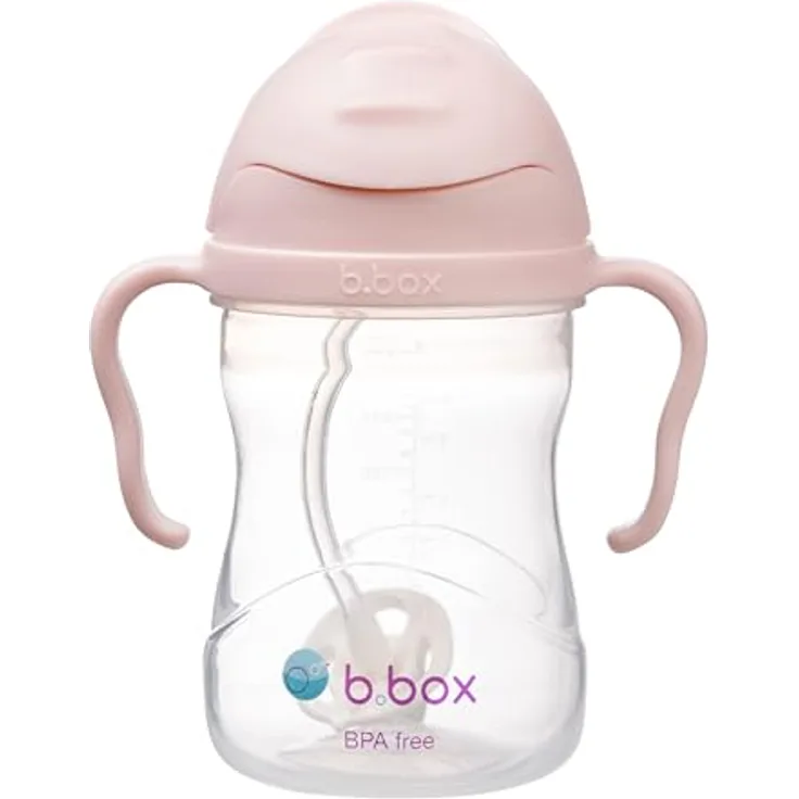 B.Box Gelato Cup, Kinder Trinkbecher mit Strohhalm und Haltegriffen, BPA-frei, Blush