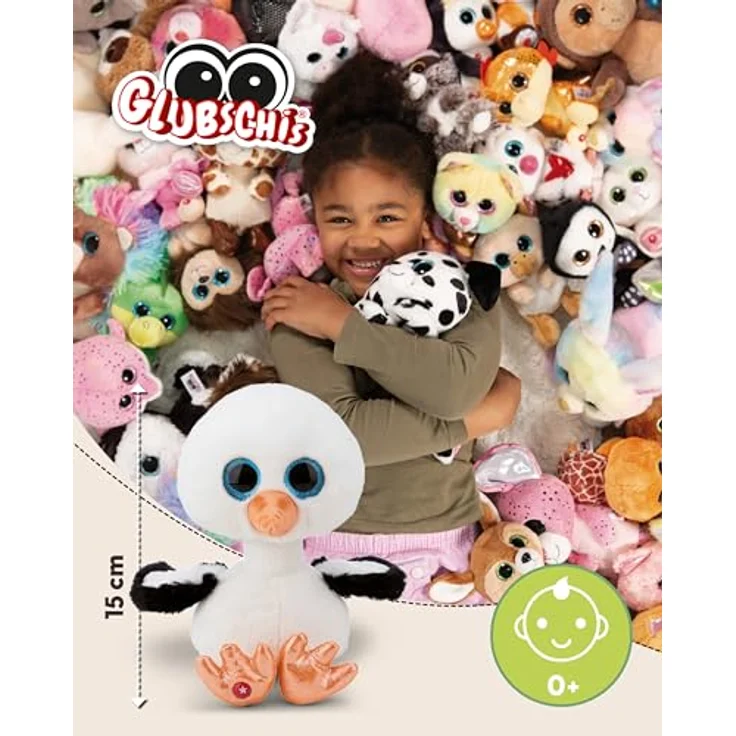 NICI Kuscheltier GLUBSCHIS Storch Sir Sorto, 15cm, weiß, weiches Plüschstofftier mit Glitzeraugen, ideal zum Kuscheln und Spielen, perfektes Geschenk für Kinder und Erwachsene | 63032 – Bild 2