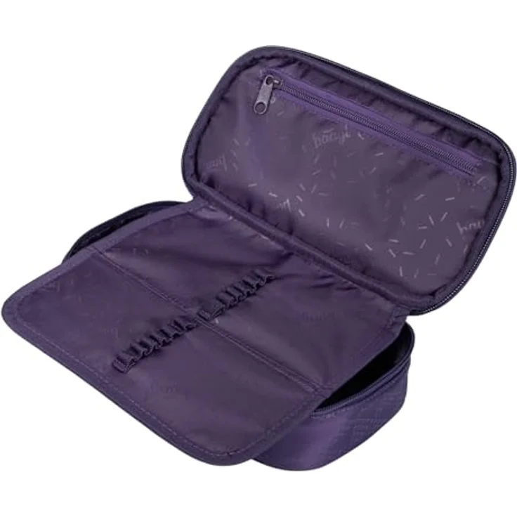 Baagl Federmäppchen für Mädchen, geräumiges Schul-Etui mit Klappfach und wiederverwertbarem Polyester (Plum) – Bild 2