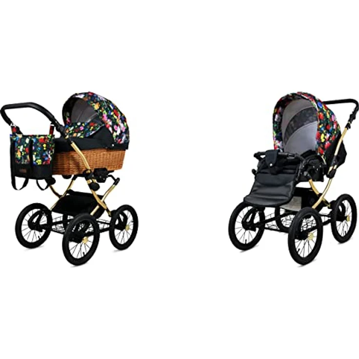 Babylux BabyLux ALU 2in1 Kinderwagen für Kleinkinder – Garden Flowers - Max. 15kg, verstellbare Rückenlehne und Fußstütze – Bild 1