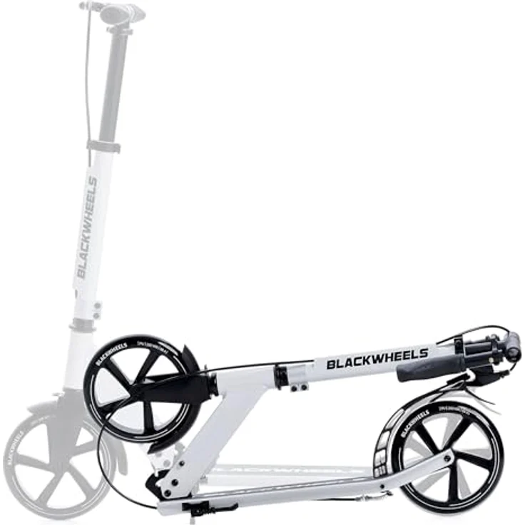 BLACKWHEELS ORIO City Scooter Bigwheel 200mm Klappbar Weiß, Tretroller Kickscooter bis 100kg, Doppelte Bremse, Tragegurt – Bild 8
