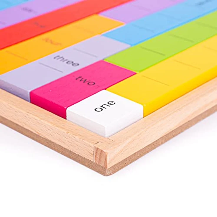 Bigjigs Toys Didaktische Tabelle Zehner, Lernspiel aus Holz zur Zahlenverknüpfung, 1-10, kindgerechte Farben – Bild 5