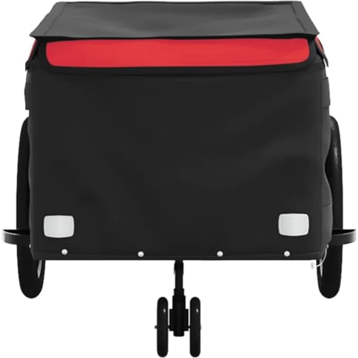 vidaXL Fahrradlastenanhänger Fahrradanhänger Schwarz und Rot 45 kg Eisen, Robuster Fahrradanhänger mit Deichsel und Sicherheitsflagge – Bild 6