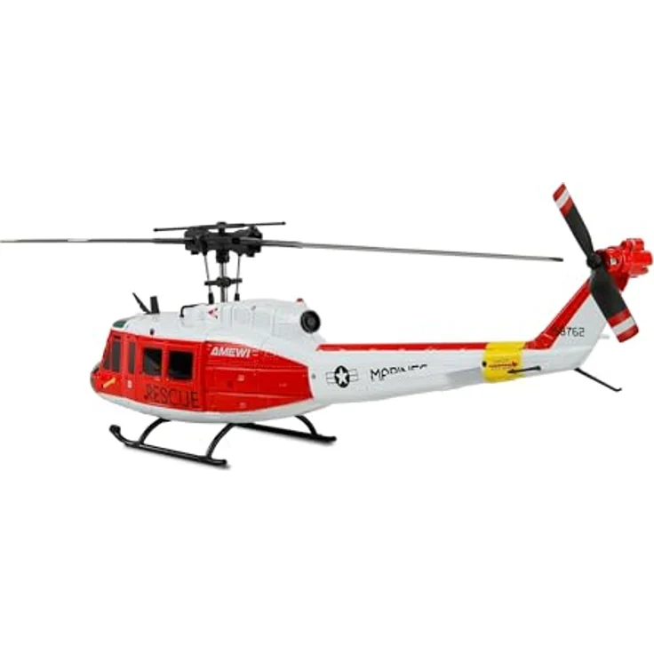 Amewi UH-1 Marine, Ferngesteuerter Hubschrauber mit 6-Kanal Steuerung und 6G/3D-Technologie, Ready-to-Fly – Bild 3