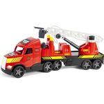 Wader Magic Truck Action Feuerwehr, 79 cm großes Spielzeugauto mit ausziehbarer Leiter, Wasserpumpe und Schlauch, kindersicher und langlebig