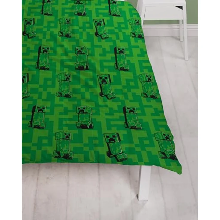MTOnlinehandel Kinderbettwäsche Minecraft 135x200 + 80x80 cm 100% Baumwolle, Biber, 2 teilig, Wende-Motiv, Gaming, Schriftzug "I love Minecraft" – Bild 8