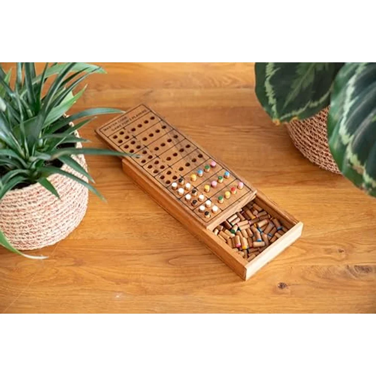 Logoplay Code Finder, Brettspiel für 2 Spieler, Spielfeld 21 x 12 cm, 5 Farben, 12 Lösungsreihen aus Samena Holz – Bild 4