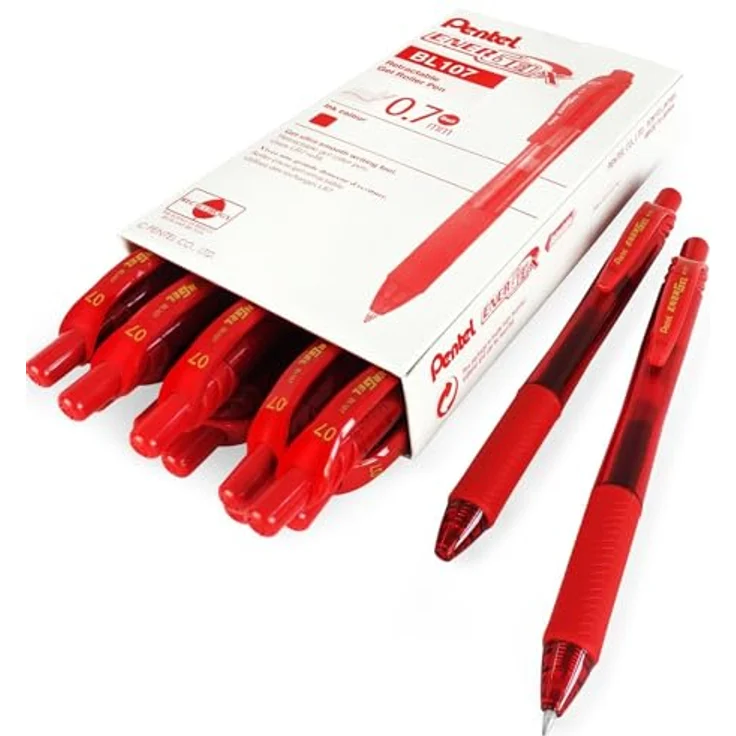 Pentel Energel X Retractable Gel Pen, 0,35 mm, schnell trocknende Tinte, nachfüllbar, Rot, 12 Stück – Bild 9
