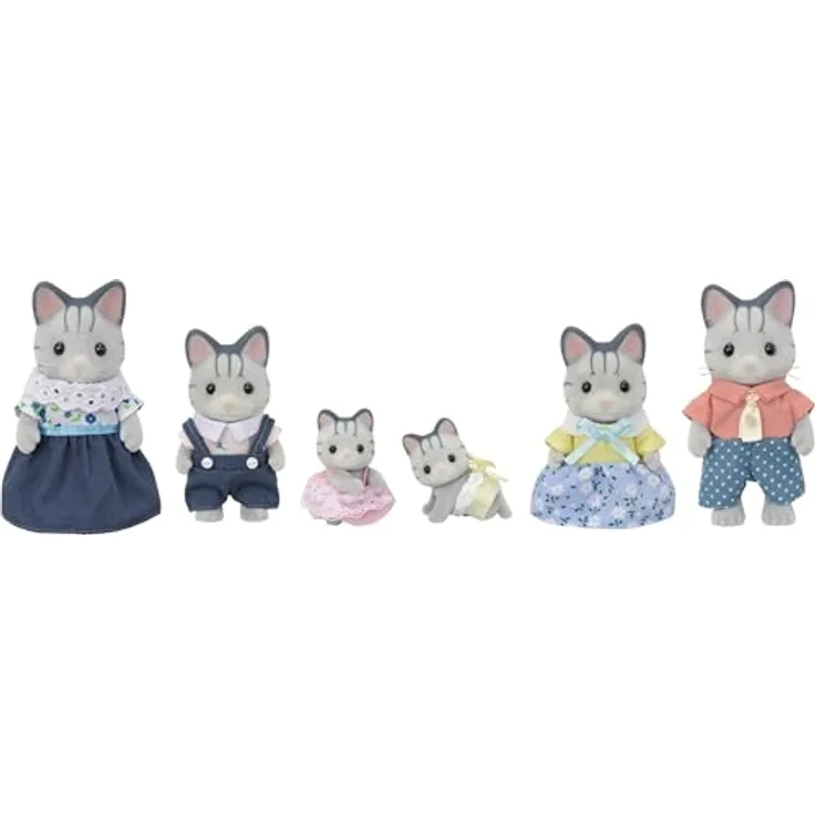 EPOCH Sylvanian Families 5812, Sammelfiguren-Set mit 6 Figuren der Fisher Cat Family, Mehrfarbig, für Kinder ab 3 Jahren