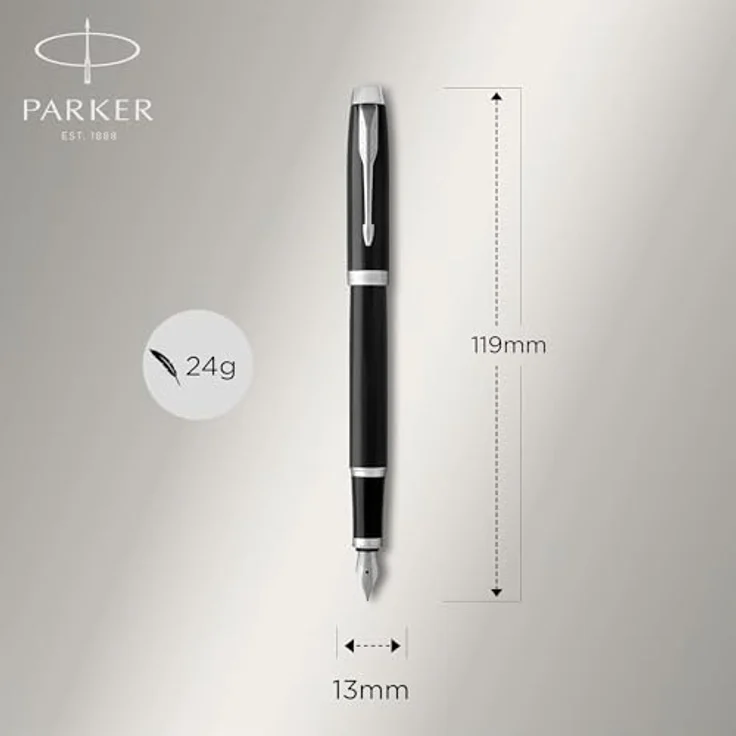 Parker Pen IM Black Lacquer C.C., Schreibstift mit stabiler Edelstahlfeder, Schwarz – Bild 5