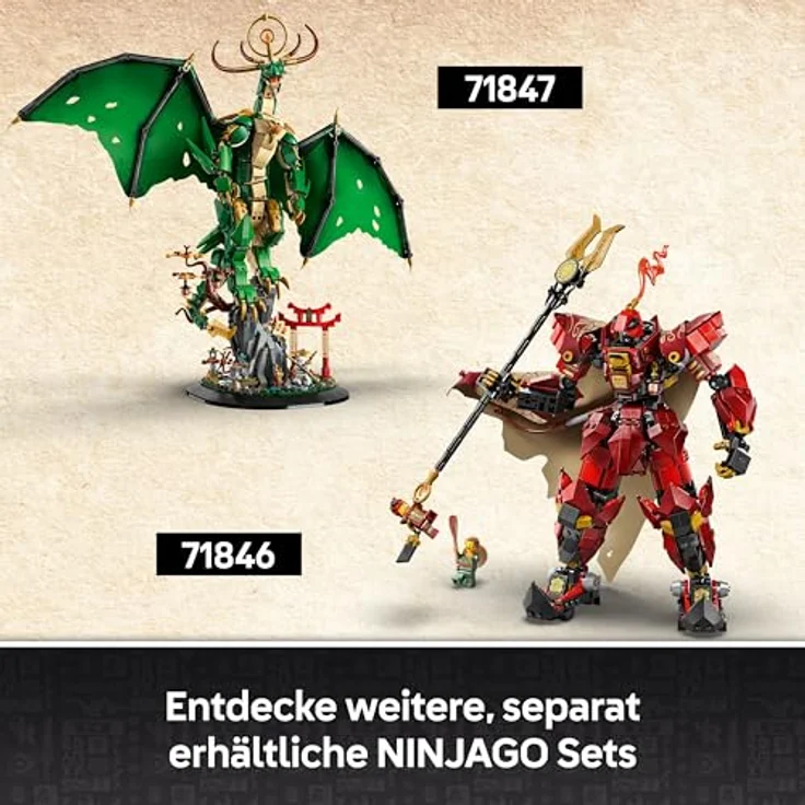 LEGO Ninjago 71847 Der Wächterdrache Bausatz, 48 cm Modell mit beweglichem Drachen und Meister Wu Minifigur, Mehrfarbig – Bild 7