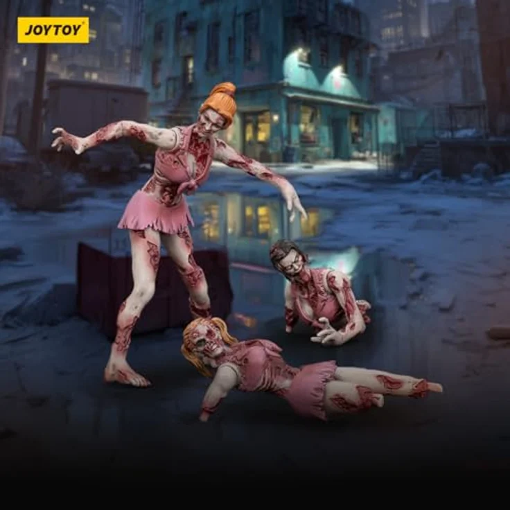 Joy Toy Zombie Dark Source Actionfiguren 3er-Pack Cheer Leaders, 8 cm mit Zubehör in Fensterbox – Bild 2