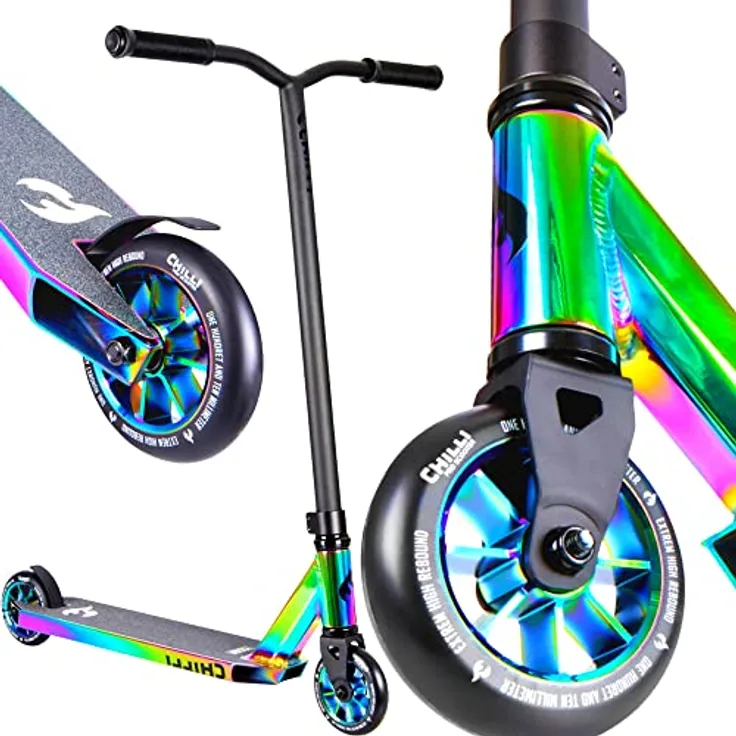 F26 Chilli Pro Base Stunt-Scooter Park-Trick-Tret-Roller + Fantic26 Griptape (Rocky Rainbow Neochrome)