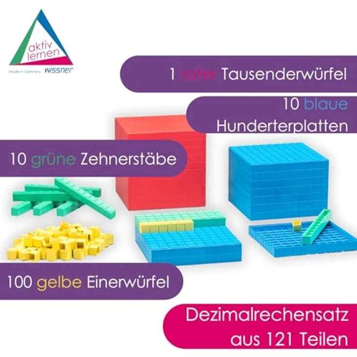 Wissner 039577.000 - Dezimalrechensatz zum Stecken,, farbig, Kunststoff, robust für die Schule, zum Rechnenlernen, empfohlen bei Rechenschwäche – Bild 3