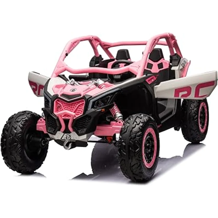 FINOOS CAN-AM Maverick UTV Buggy, Kinder-Elektroauto 2-Sitzer mit 24V Antrieb, rosa, 4x4, Bluetooth, LED-Beleuchtung, Fernsteuerung – Bild 10