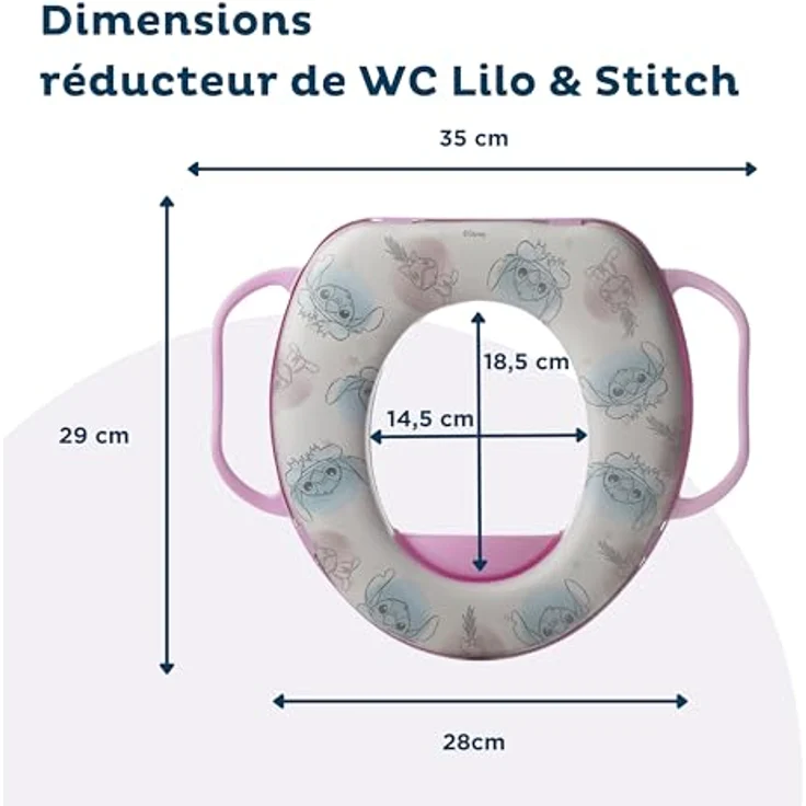 Stor Disney Baby Lilo & Stitch Toilettensitz, bequemer Toilettentrainer mit Griffen, ab 10 Monaten, anpassbar an Standard-Toiletten, leicht zu reinigen – Bild 5