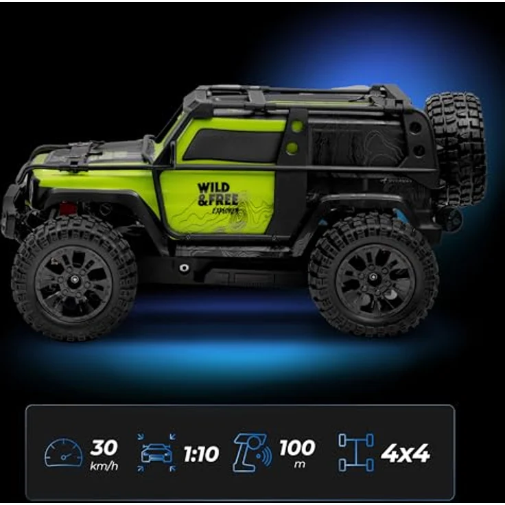 Overmax X-Vast RC Auto 4x4 Offroad Crawler 1:10 mit LED, 2 Akkus, Öldruckstoßdämpfer, 30 km/h, Neongrün – Bild 13