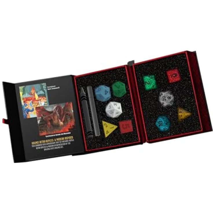 FanRoll D&D Würfel-Set 50. Hochzeitstag, Vintage-Reproduktion und modernes Set mit rotem Drachen-Etui – Bild 1