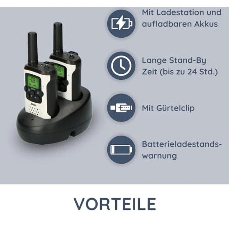 Alecto FR-175 Walkie Talkie für Erwachsene und Kinder - 7km Reichweite - 8 Kanäle - 38 CTTCSS-Codes - VOX - integrierte Taschenlampe - 2,5mm Anschluss - weiß – Bild 2