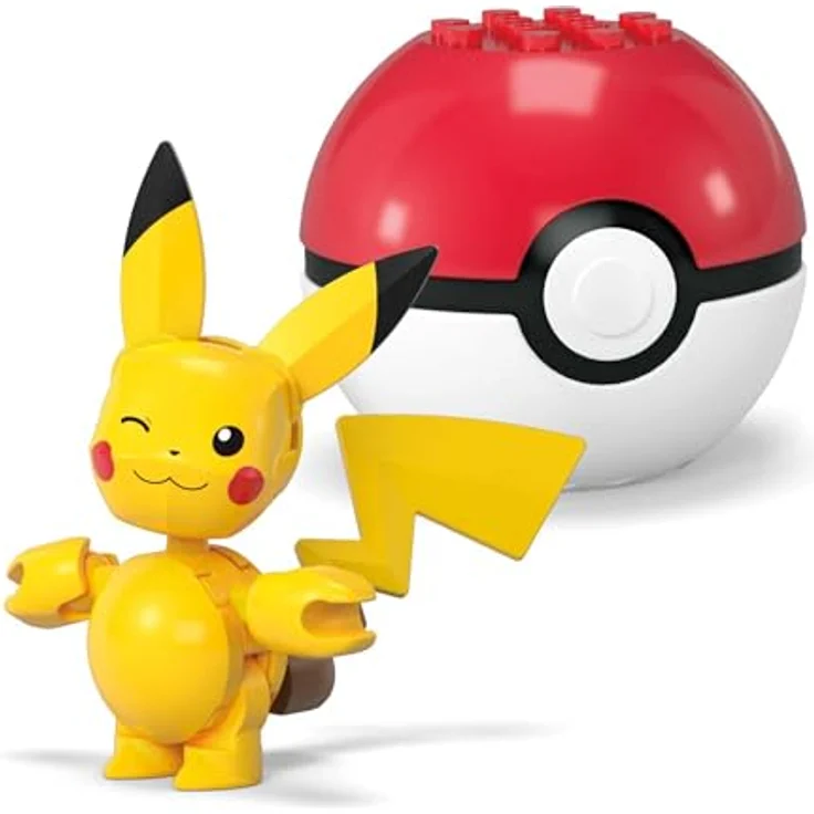 MEGA Pokémon 2er Pokéball Set - Pikachu und Ditto, Bauspielzeug ab 7 Jahren, offizielles Lizenzprodukt, kompatibel mit allen Pokémon-Bausets, gelb und rosa – Bild 5