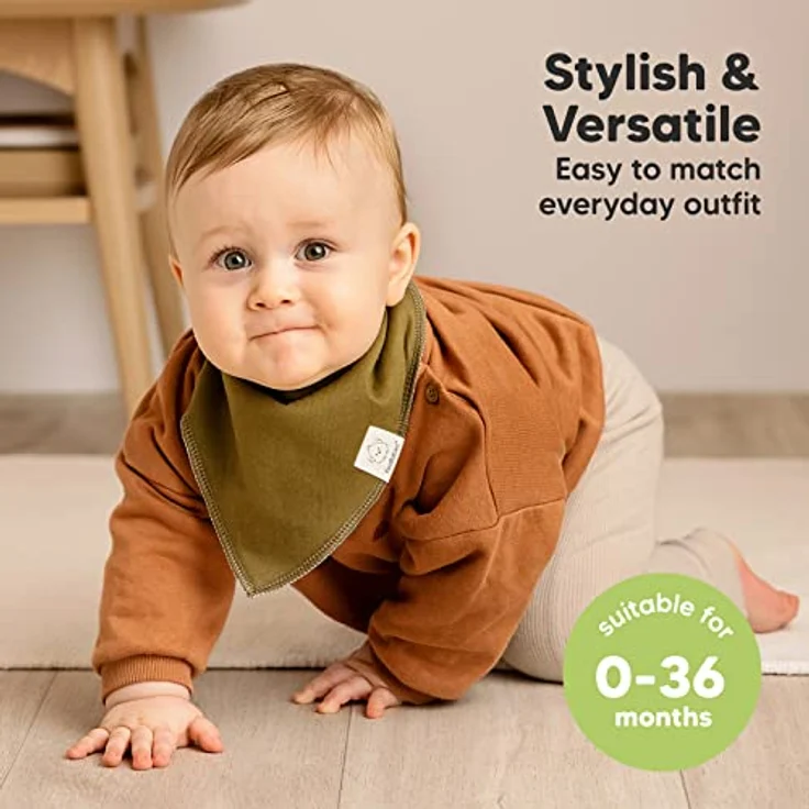 KeaBabies 8 Stück Bandana Lätzchen Baby, Unisex aus Bio-Baumwolle, hoch saugfähig, verstellbare Schnappschüsse, in nachhaltiger Geschenkbox – Bild 4