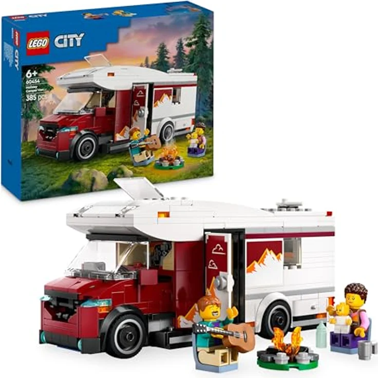 LEGO City Abenteuer-Wohnmobil - Wohnwagen Spielzeug für Jungen und Mädchen ab 6 Jahren - Inkl. 3 Minifiguren und Camping Zubehör - Geschenkidee zum Geburtstag und für die Feiertage 60454, LEGO Klemmbausteine – Bild 1