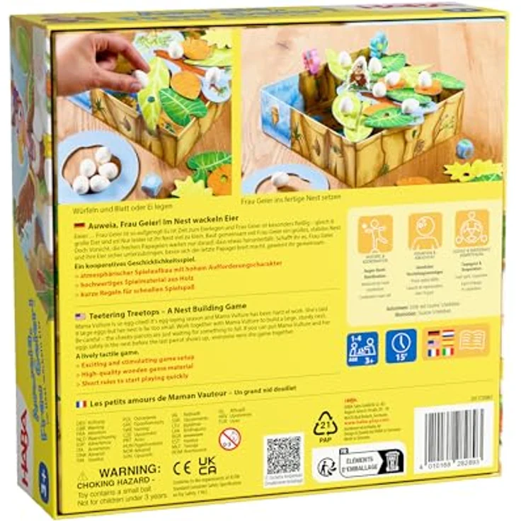 HABA Auweia, Frau Geier! – Geschicklichkeitsspiel für Kinder – Nestbau aus hochwertigem Holzmaterial – Ab 3 Jahren – Brettspiel – Bild 2