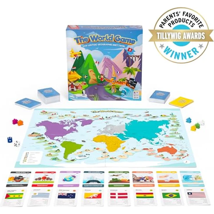 The World Game, Lustiges Geographie Brettspiel für 2-5 Spieler, über 1500 Länderfakten, pädagogisch wertvoll für Kinder ab 9 Jahren, Deutsche Variante – Bild 2