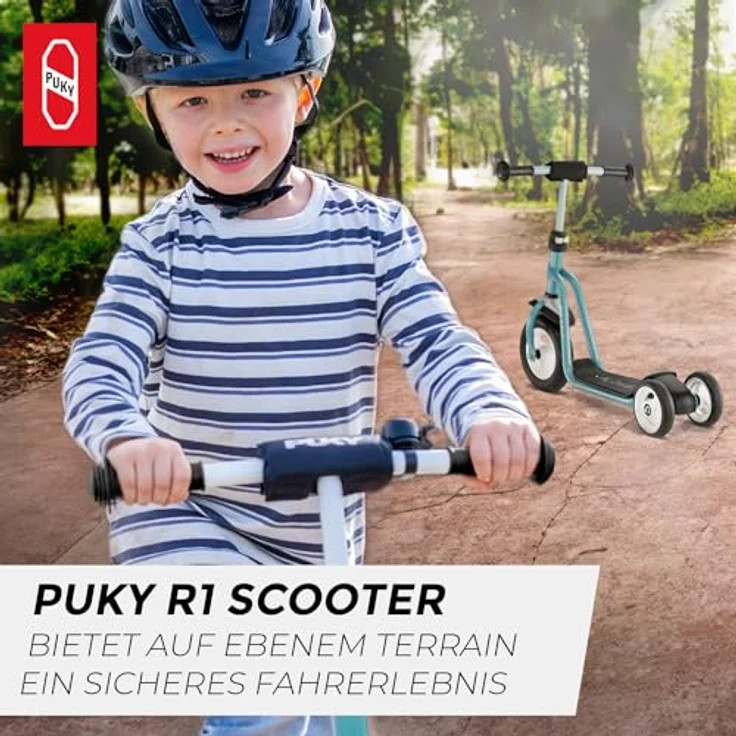 PUKY R1 Scooter | Sicherer Roller für Kinder ab 2 Jahren | Rutschfestes Trittbrett | Höhenverstellbarer Lenker | Blau – Bild 2