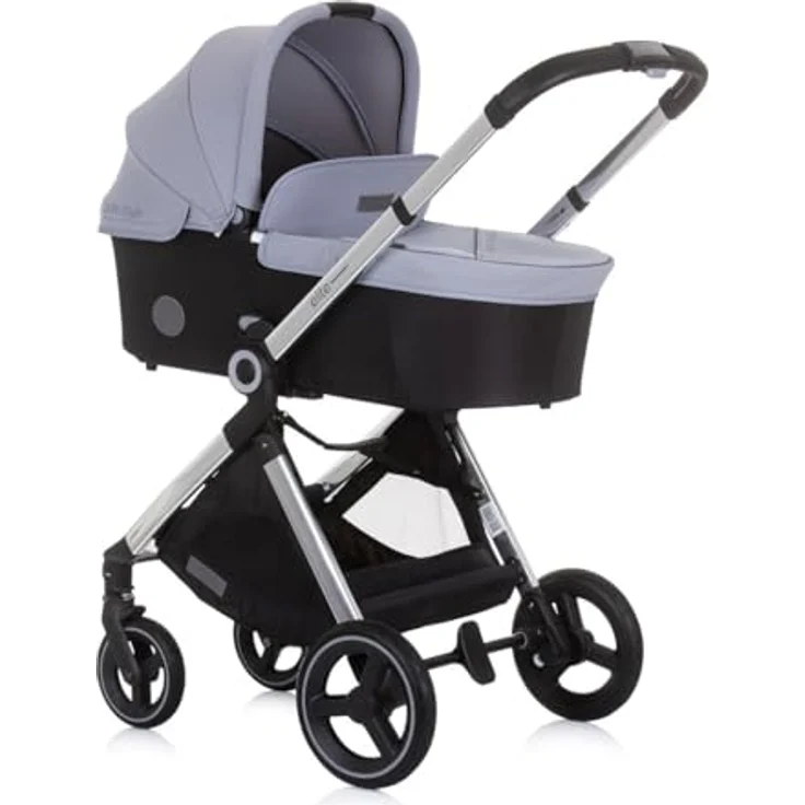 Chipolino Elite 3 in 1 Kinderwagen, verstellbarer Kinderwagen mit i-Size Autositz und gefederten Rädern, grau – Bild 2