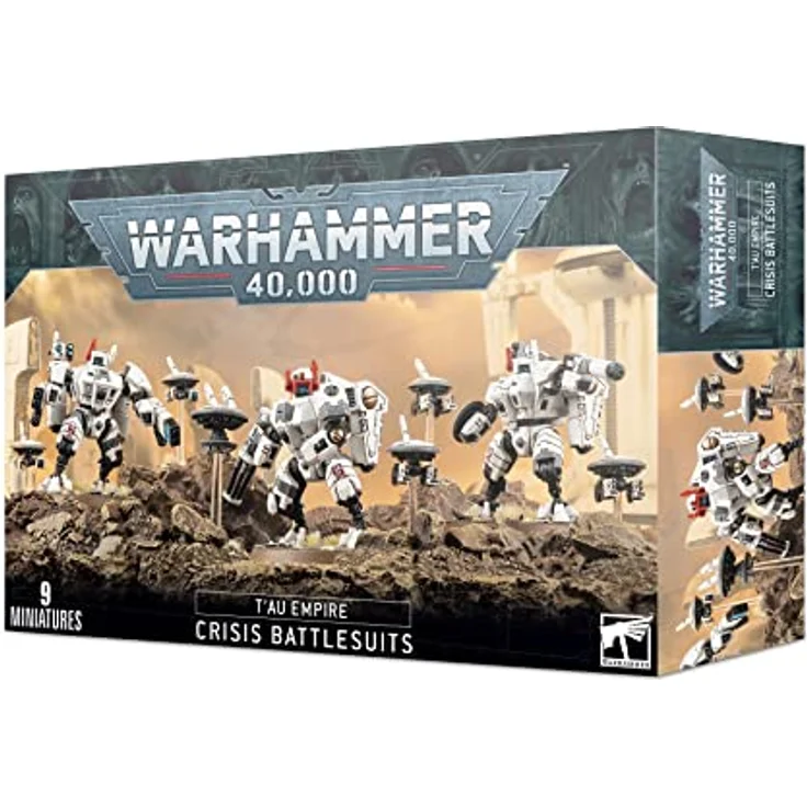 Games Workshop Warhammer 40k Tau XV8 Crisis Battlesuit Team, Kunststoff-Set mit 152 Komponenten und Kugelverbindungen zur individuellen Anpassung, blau