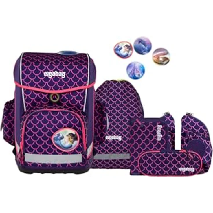 ergobag cubo light Set ergonomischer Schulrucksack, extra leicht, 5-teilig, 780 g, grün