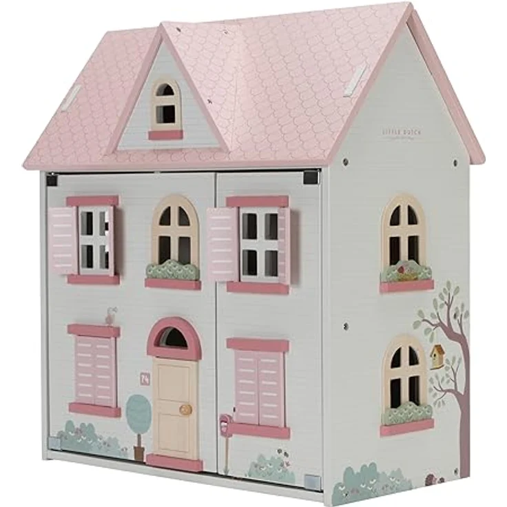 Little Dutch 7117 FSC Holz Puppenhaus weiß inklusive Möbel und Figuren – Bild 2