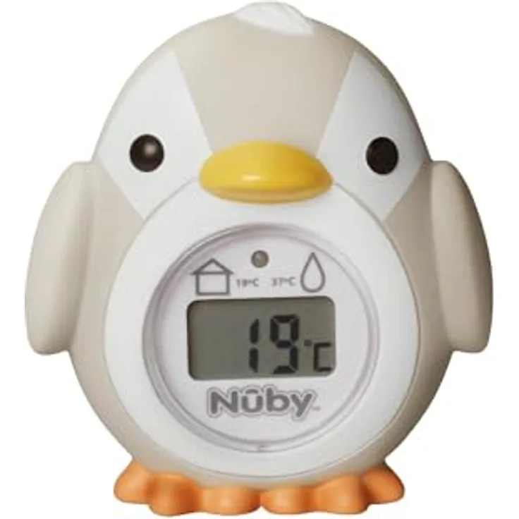 Nuby Badethermometer für Babys im Pinguin-Design, leicht lesbarer Bildschirm, BPA-frei, grau, geeignet ab 0 Monaten