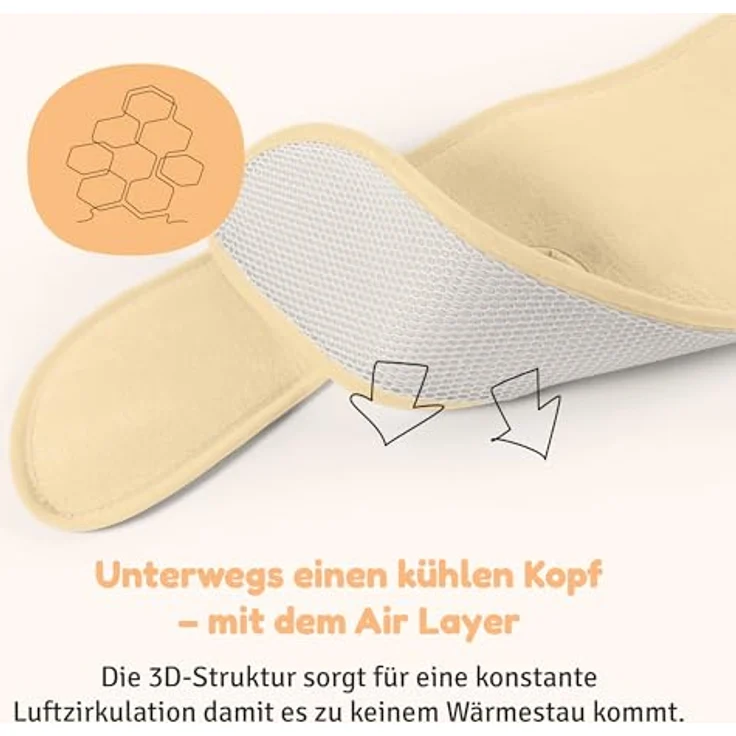 Aeromoov Air Layer - Baby Sitzauflage aus Bio-Baumwolle, Antischwitz Einlage für Autositz oder Kinderwagen, Gruppe 2/3 mit Beinen, Vanilla – Bild 3
