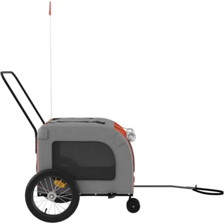 vidaXL Fahrradhundeanhänger Fahrradanhänger Hunde Orange und Grau Oxford-Gewebe und Eisen mit PVC-Dach und maximaler Tragfähigkeit von 45 kg – Bild 8