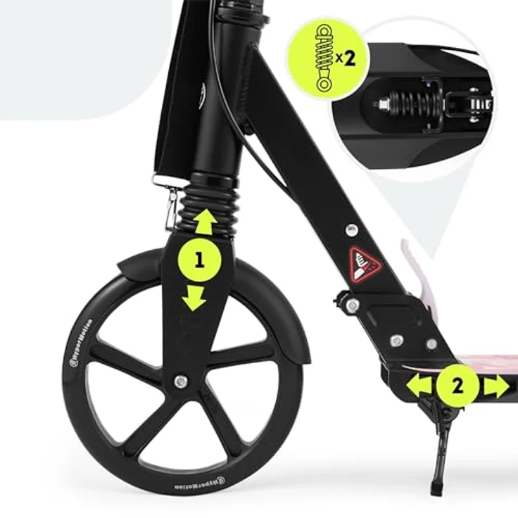 HyperMotion Skyline Black Scooter, faltbarer Aluminium-Scooter mit Federung, 20 cm Rädern & Tragegurt, für Erwachsene und Kinder, 15KM/s – Bild 5