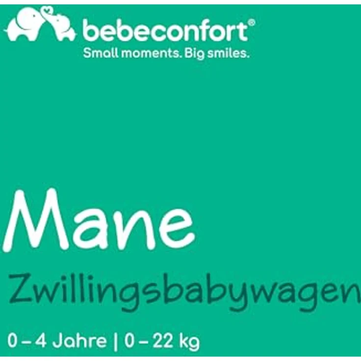 Bebeconfort Mane Duo Geschwisterwagen, 0+ bis 22kg, automatisches Klappsystem, drehbare Sicherheitsbügel, Regenverdeck, Mineral Graphite – Bild 2