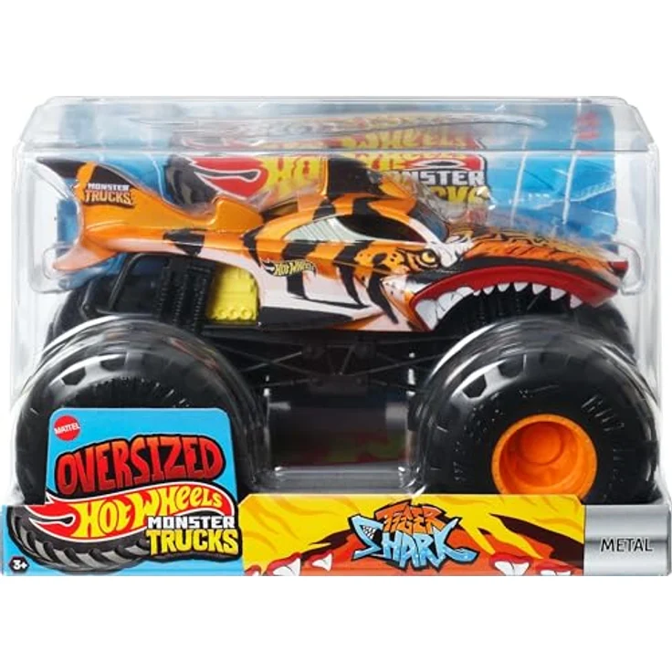 Hot Wheels Monster Trucks JDR02, Oversized Die-Cast-Spielzeugtruck im Maßstab 1:24 mit riesigen Rädern und coolen Designs – Bild 5