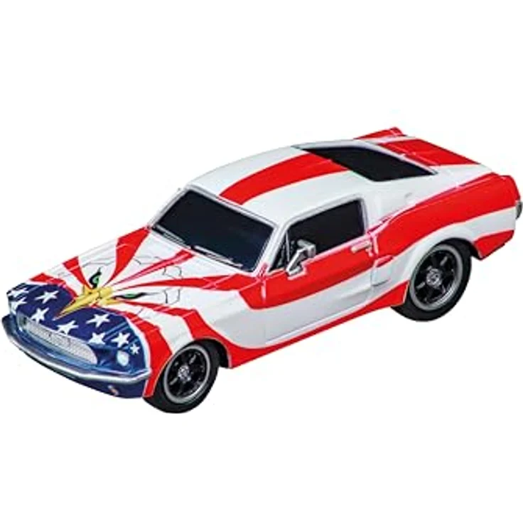 Carrera Ford Mustang '67 - Stars 'n Stripes, Modellfahrzeug im Maßstab 1:43, kompatibel mit Carrera GO!!! Systemen, robustes Design für Kinder und Einsteiger – Bild 1