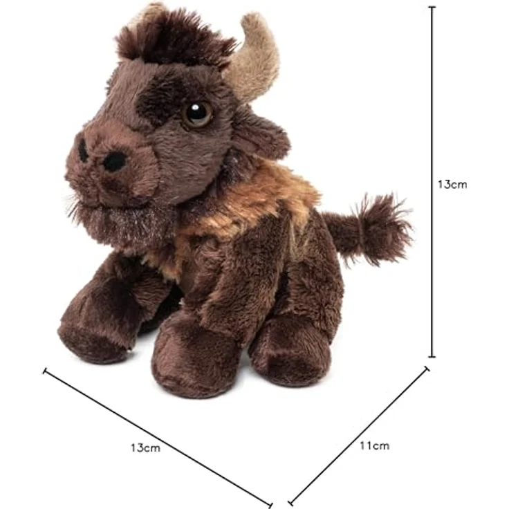 Uni-Toys Bison Plushie 13 cm, Plüsch-Büffel mit naturgetreuem Design und hochwertigem, recyceltem Füllmaterial – Bild 5