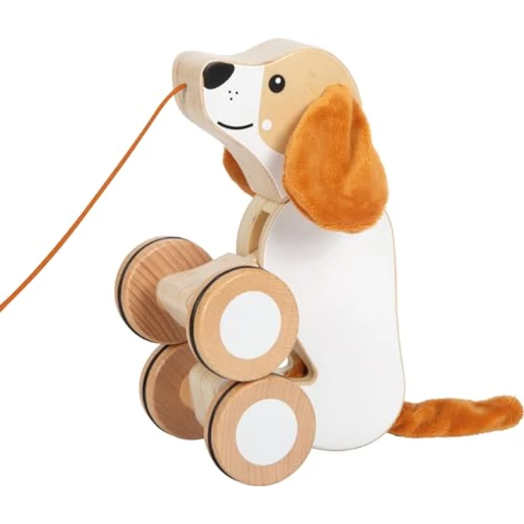 Small Foot - Wooden Sled Dog with Crinkly Ears, Schiebe- & Ziehspielzeug für Babys – Bild 2