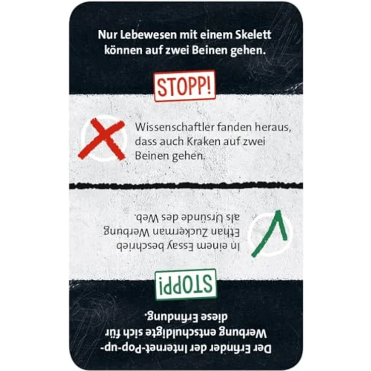 moses. Fake Check, schnelles Fakten Quiz für gesellige Spieleabende, Wahr- oder Falsch-Spiel für Fake-Checker, Quizspaß mit 244 Fakten, Kartenspiel ab 12 Jahren, Schwarz – Bild 3