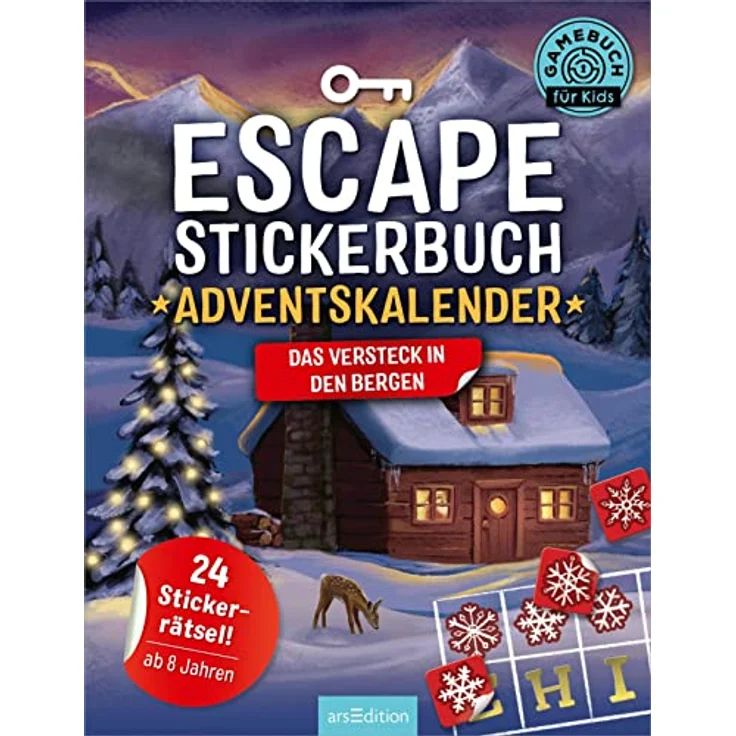 Ars Edition Escape-Stickerbuch Adventskalender - Das Versteck in den Bergen, 24 spannende Rätsel und Aufgaben, für Kinder ab 8 Jahren – Bild 3