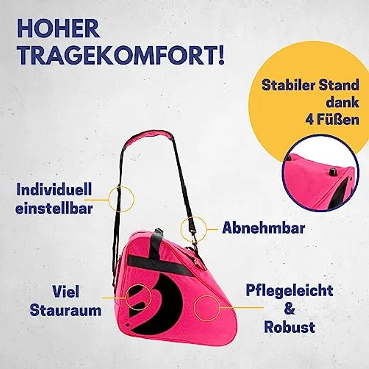 Best Sporting Sporttasche Transporttasche für Inlineskates und Schlittschuhe, verstellbarer Trageriemen, attraktives Design mit weißen Paspeln, schwarz – Bild 4